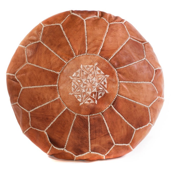 Tan Brown Moroccan Leather Pouf The Moroccan Homewares Company