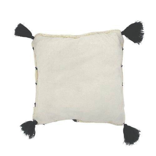 Beni Ouarin Moroccan Pillow with tassels, off-white cream color.