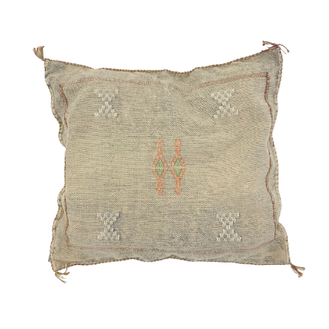 Natural Silk Cactus Moroccan Pillow Cover, handmade and naturally dyed, 20x20 inches.